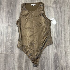 Good American Brown Snakeskin Print Bodysuit